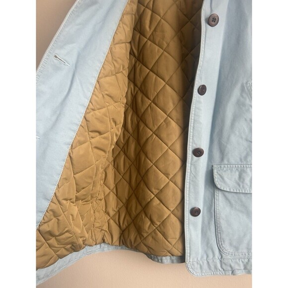 Vintage LL Bean Baby Blue Quilted Lined Barn Chore Coat Canvas Field Jacket M - Picture 3 of 11